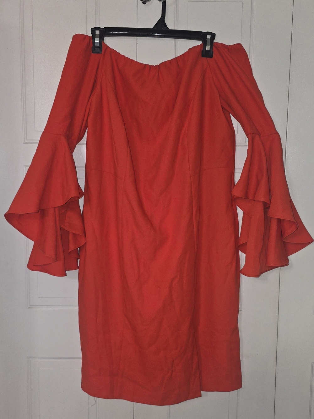 VENUS Red Off Shoulder Ruffle Sleeve Dress - Size 14